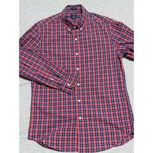 J.Crew Flex Washed Slim Fit Plaid Button Down Shirt Mens Medium Red Navy Blue